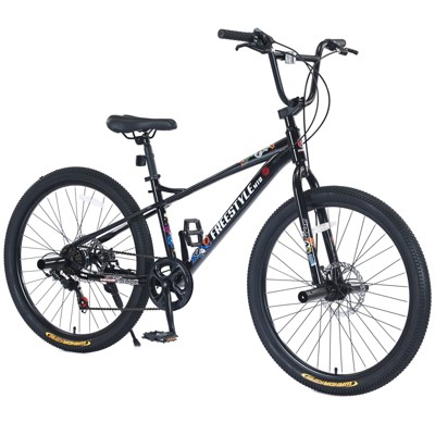 VisioGear 26 Inch Freestyle Kids Bike, Children's Bicycle for Boys Girls Age 12+ Years, Black, 68.8"*26.77"*47.6"