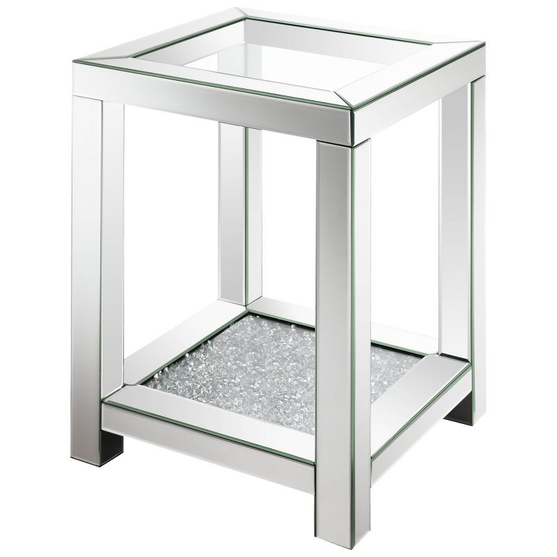 Mozzi Mirrored End Table with Glass Top and Acrylic Crystals Silver - Coaster, 5 of 6