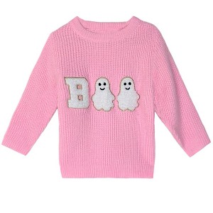 Pink Boo Ghost Halloween Sweater Mia Belle Girls - 1 of 4