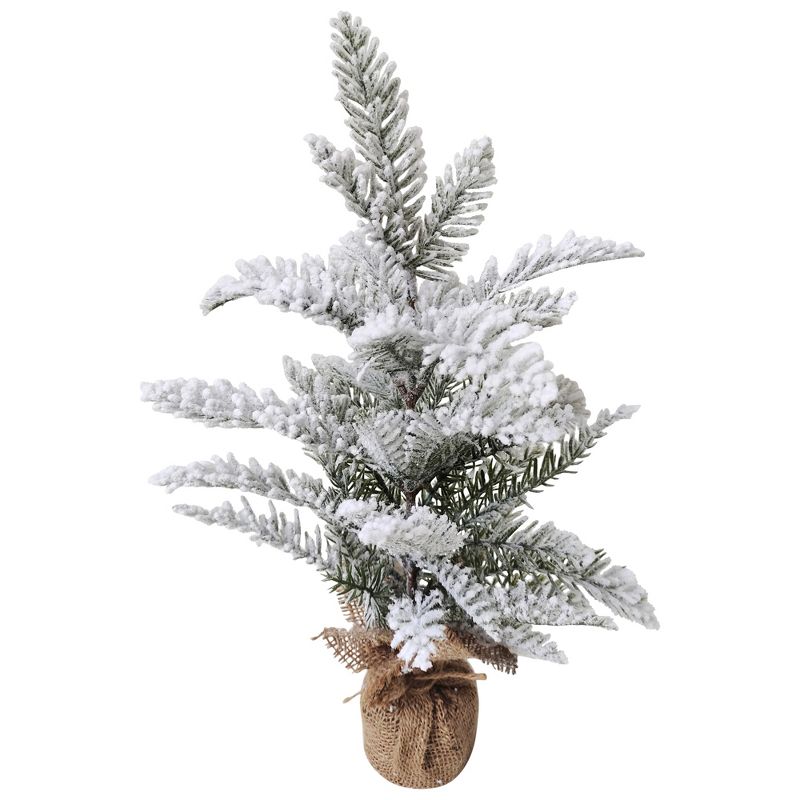 Northlight 17.5" Heavily Flocked Pine Tree in Burlap Base Christmas Decoration, 1 of 5