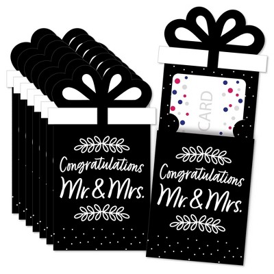 Big Dot of Happiness Mr. and Mrs. - Black and White Wedding or Bridal Shower Money and Gift Card Sleeves - Nifty Gifty Card Holders - Set of 8