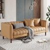 78" Faux Leather Sofa Couch, Modern 3-Seater with Deep Seats, 2 Throw Pillows, Wood Legs, for Living Room, Apartment or Bedroom - 2 of 4