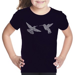 LA Pop Art Hummingbirds - Girl's Word Art T-Shirt - 1 of 4