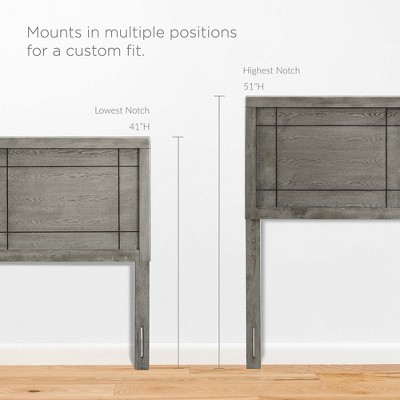 Gray Full Rubberwood and MDF Headboard with Window Pane Design