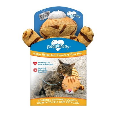 HuggieKitty Orange Plush Cat Toy with Soothing Sounds and Warmth