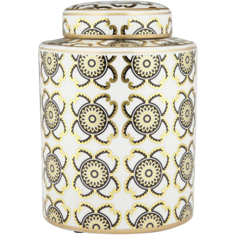 Dahlia Studios Beka White and Gold 11" High Decorative Jar with Lid, 3 of 6