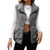 Coolmee Women's Fuzzy Fleece Vest Sleeveless Quilted Jacket Zip Up Vest Winter Coats with Pockets - 2 of 4