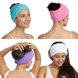 Spa Headband - Turbie Twist - 4 Pack - Extra Wide 5" for Curly Thick Hair - Microfiber Turbie Band - 1 of 4