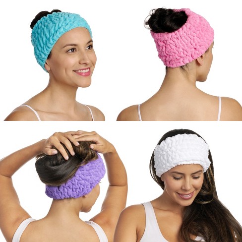 Spa Headband - Turbie Twist - 4 Pack - Extra Wide 5" for Curly Thick Hair - Microfiber Turbie Band - image 1 of 4