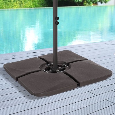 Sonkuki HDPE 200LBS Patio Offset Umbrella Base Filled With Sand or Water, Dark Brown