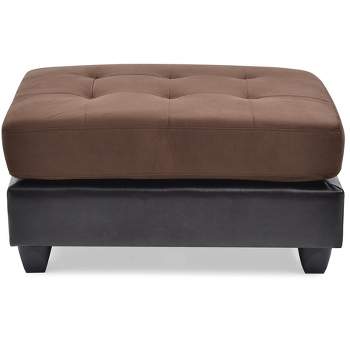 Passion Furniture Pounder Chocolate Faux Leather Upholstered Ottoman