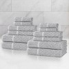 Viscose Cotton Blend Medium Weight Soft Textured Checkered Ribbed Border Towel Set by Blue Nile Mills - 2 of 4