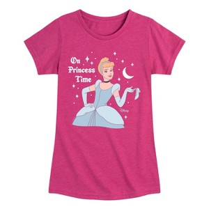 Girls' - Disney Princess - Cinderella On Princess Time Fitted Short Sleeve Graphic T-Shirt - 1 of 4