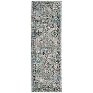 Claremont CLR665 Power Loomed Runner Rug  Ivory / Grey 2'-6" X 7'-9" - Safavieh. - 1 of 4