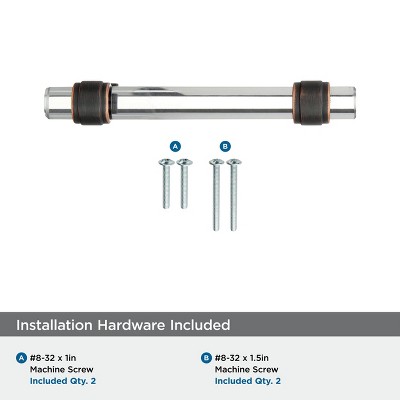 Clear and Oil-Rubbed Bronze 3-3/4" Cabinet Bar Pull