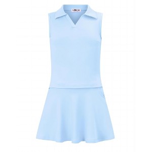 Kids Girls Tennis Golf Dress Outfit Sleeveless Dress with Pockets Athletic Skorts and Polo Tank Top Sets - 1 of 4