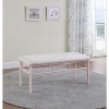 Simple Relax Fabric Upholstered Bench with Tufted Design in White and Powder Pink - 2 of 4