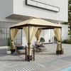 Outsunny 13' x 11' Patio Gazebo Canopy Garden Tent Sun Shade, Outdoor Shelter with 2 Tier Roof, Netting and Curtains, Steel Frame for Patio, Backyard, Garden, Beige - image 2 of 4