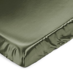 Sweet Jojo Designs Boy or Girl Gender Neutral Unisex Satin Fitted Crib Sheet Woodland Camo Solid Green - 1 of 4