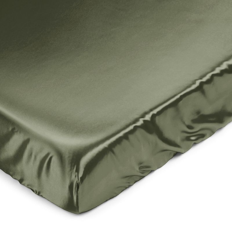 Sweet Jojo Designs Boy or Girl Gender Neutral Unisex Satin Fitted Crib Sheet Woodland Camo Solid Green, 1 of 6