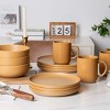 SEVOBAL 12-Piece Stoneware Dinnerware Set with Mug Microwave Dishwasher Friendly Stackable Matte Glaze Plates Bowls Service for 3, Orange, - 2 of 4