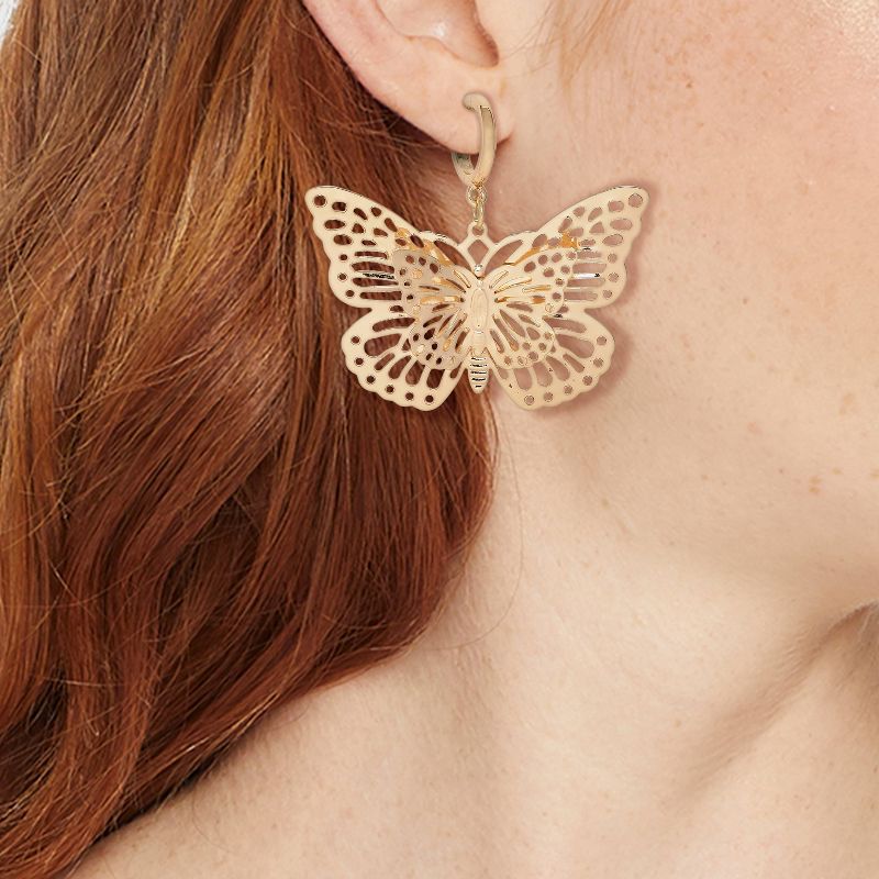Filigree Layered Butterfly Hoop Earrings - Wild Fable&#8482; Gold, 2 of 8