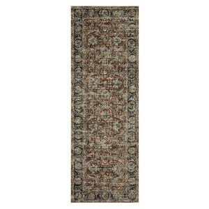 Washable Vintage Living Room Rugs, Distressed Floral Print Non Slip Bedroom Rugs, Low Pile Stain Resistant Accent Large Carpet for Home Office - 1 of 4