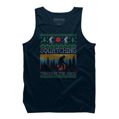 Men's Design By Humans Christmas Retro Sasquatch Vintage Bigfoot Ugly Christmas Sweater By pahari Tank Top