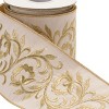 Ornate Embroidered Leaves Wired Ribbon 4" x 5 Yds. - 3 of 3