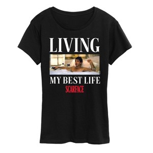 Women's - Scarface - Living My Best Life Short Sleeve Graphic T-Shirt - 1 of 4