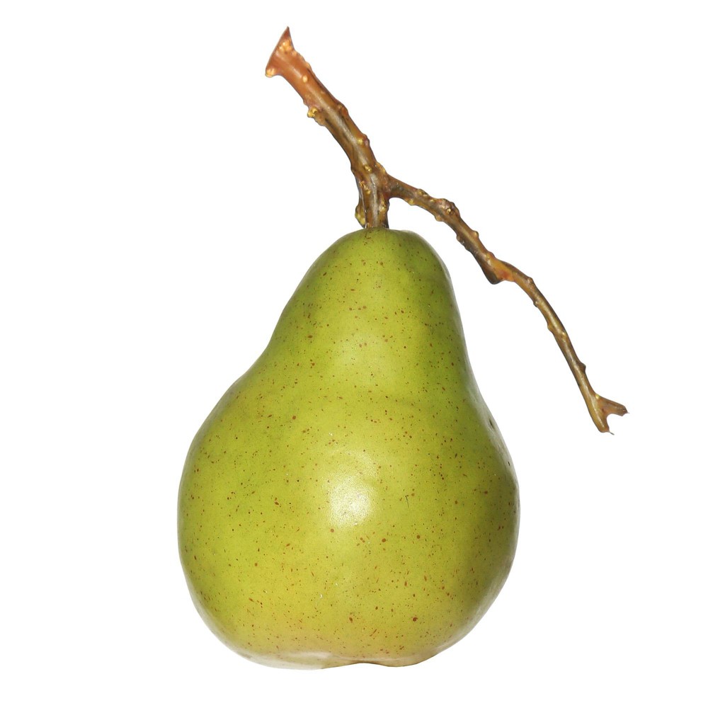 Artificial (Pk/6) Styrofoam Pear (3.5") Yellow - Vickerman: Indoor Decorative Faux Fruit, Twig Attached