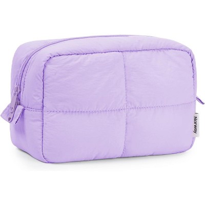 Narwey Puffy Makeup Bag for Travel Women Girl, Quilted Makeup Bag Cosmetic Bag, Cute Puffer Make Up Organizer Bags,