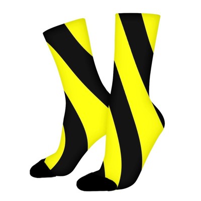 Yellow Black Tape Women Printed Crew Socks Funny Funky Socks Soft Polyester Novelty Gifts for Artists Men