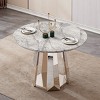 Round Marble Dining Table,Modern Kitchen Table with High Gloss Faux Marble Top and Stainless Steel Base for Kitchen - Maison Boucle - 2 of 4