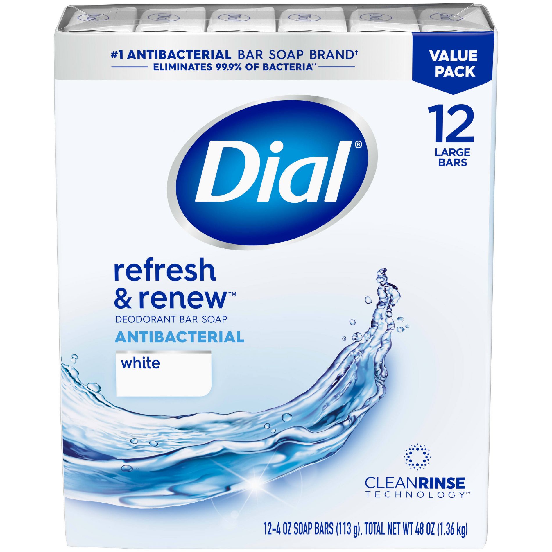 Dial Clean and Refresh White Bar Soap - 12pk - 4oz each