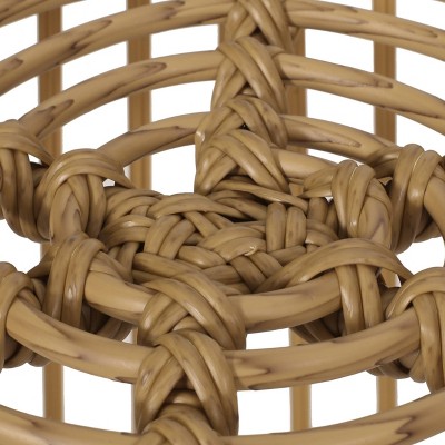 Light Brown and Beige Wicker 2-Person Outdoor Chat Set