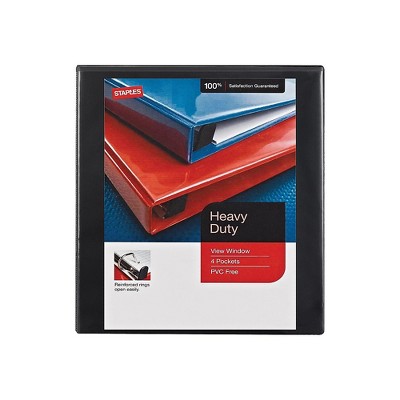 1/2" Staples Heavy-Duty View Binder with D-Rings Black 976055