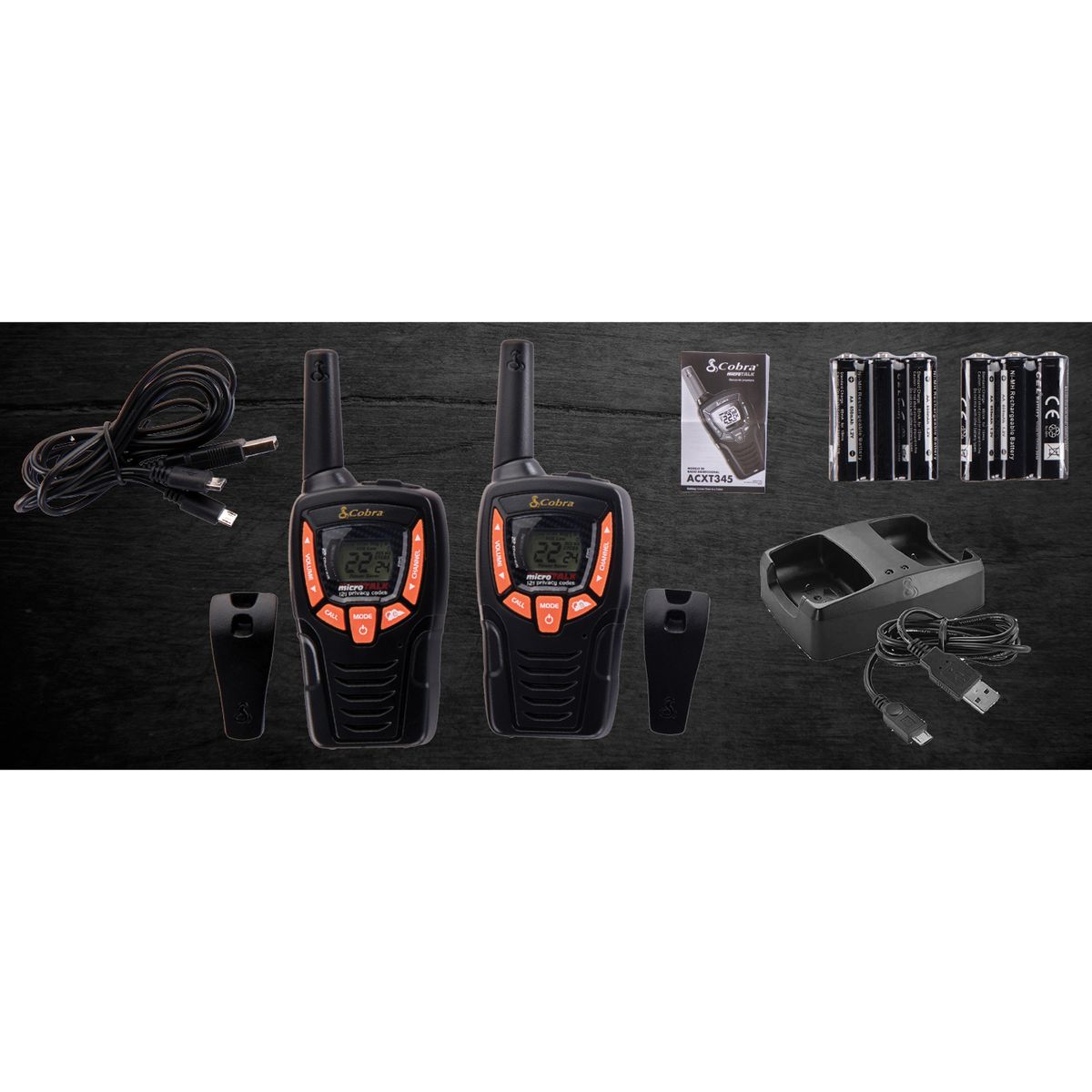 Cobra® microTALK® GMRS/FRS Walkie Talkies Pair, Black, CXT390 - thumbnail 10