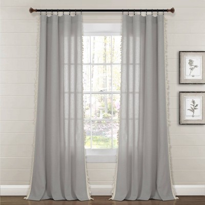 84"x40" Linen Tassel Window Curtain Panel - Lush Décor