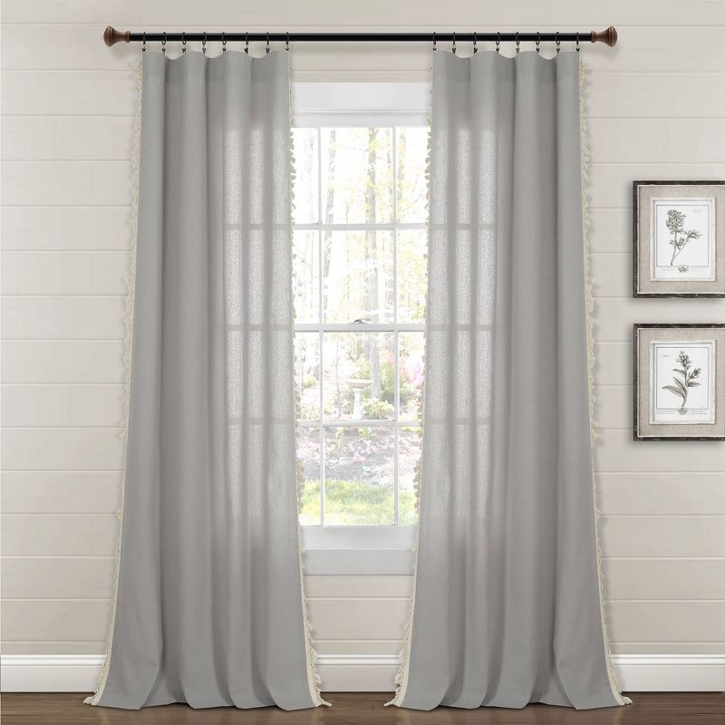 84"x40" Linen Tassel Window Curtain Panel - Lush Décor, 1 of 7