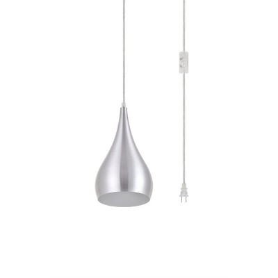 Burnished Nickel Teardrop Plug-In Pendant Light