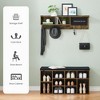 Hall Tree Shoe Bench Industrial 6 in 1 Coat/Shoe Rack with 5 Hooks - 3 of 4