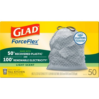 Glad Advanced Strength ForceFlex Drawstring Plastic Trash Bags - 50ct: Fresh Scent