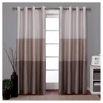 Set of 2 Chateau Striped Faux Silk Light Filtering Grommet Top Window Curtain Panels - Exclusive Home