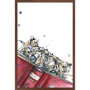 Trends International Snowtap - Snow Leopard Reading Framed Wall Poster Prints - 1 of 4