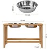 Elevated Dog Bowls, Bamboo Dog Bowl Rack, Raised Feeding Bowls for Cats and Dogs, Non-Slip Dog Cat Feeder with 2 Stainless Steel Bowls - 2 of 4