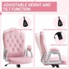 NicBex Velvet Adjustable Height Button Tufted Home Office Desk Chair with Padded Armrests and Wheels for Work Study Vanity - 4 of 4