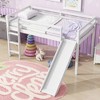 Twin Size Low Loft Bed with Slide, Ladder, Safety Guardrails and Rubber Wood Frame, Gray/White/White Oak-ModernLuxe - 3 of 4