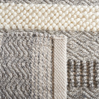 Gray and Beige Handwoven Wool Cotton Area Rug
