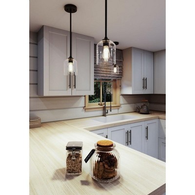 William Mini Black Glass Bell Pendant Light for Indoor/Outdoor